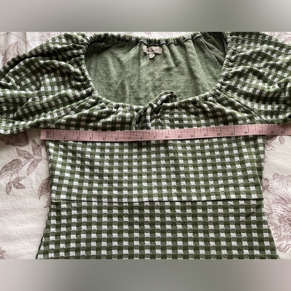 Madewell Jacquard Puff Sleeve Mini Dress Gingham Faded Palm Green Small Cottage - Picture 11 of 13